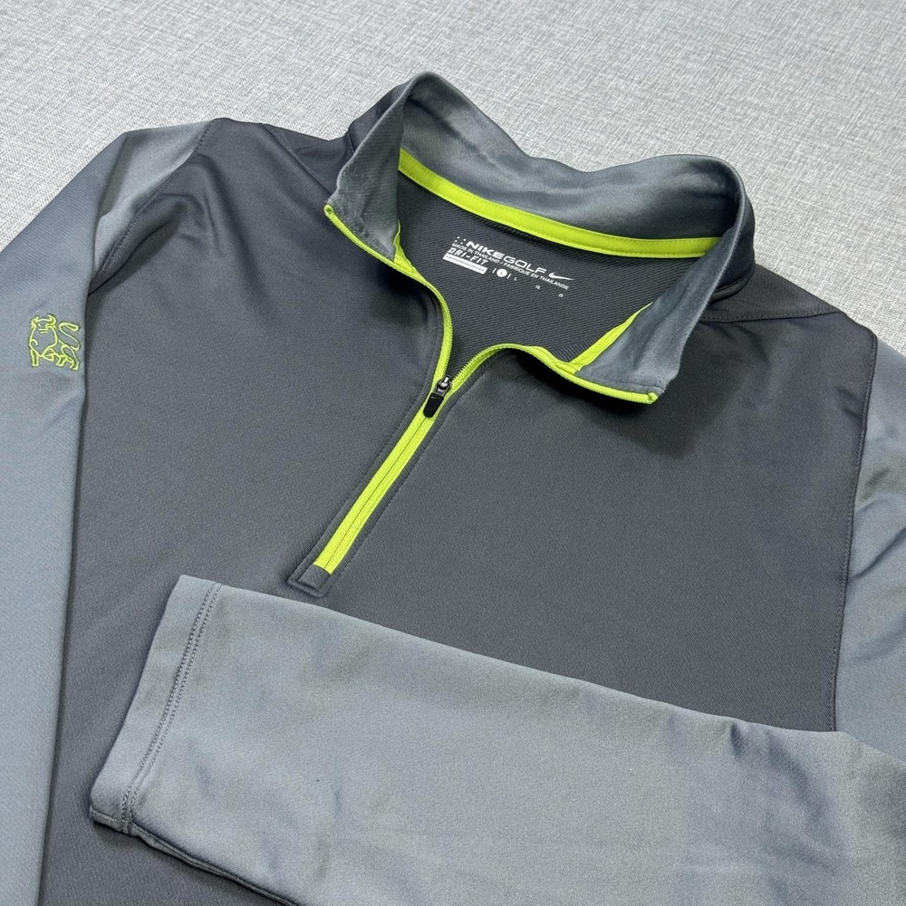 Nike Golf Merrill Lynch Bull Dri-FIT 1/4 Zip Shirt Mens Large Gray Performance